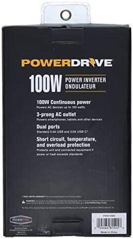 PowerDrive PWD100D 100 WATT INVERTER 12V DC до 110V AC Адаптер за приклучок за автомобили со 2 порти