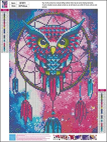 Jawecci Fantasy Dream Catcher Diamond Comment Chits For Adults, 5D Diamond Painting Owl Kits, Full Driph Animals Dream Catcher Diamond