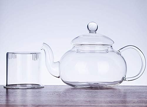 1 п.п. 680мл отпорен на топлина чиста стаклена чајник чај чај чај сад со инфузер филтер и уметнички капак