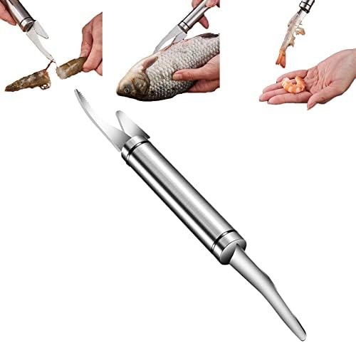 Нож со ракчиња од ракчиња, 5 во 1 мултифункционална ракчиња линија риба нож, отстранувач на рибини скалила, 304 кора од ракчиња