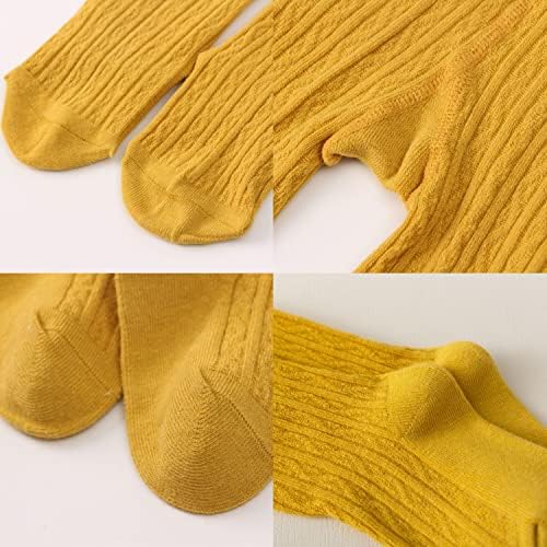Juebm 3/5packs бебе девојче Хулахопс кабелски плетени хеланки чорапи цврсти памучни панталони за деца за новороденчиња 0-4t
