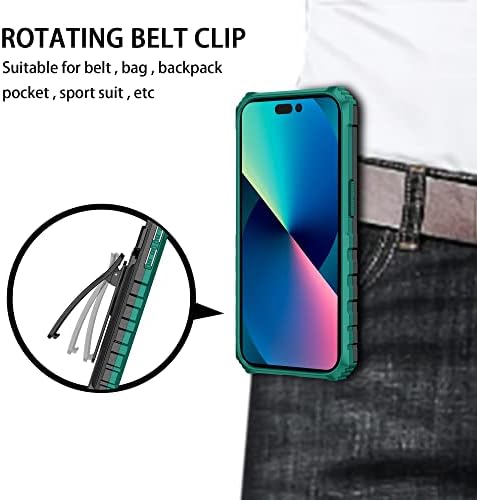 Заштитни клипови за паметни телефони компатибилни со Samsung Galaxy S21 Ultra Case со 360 ° Rotation Roitation Clip Clip Holder, воена оценка