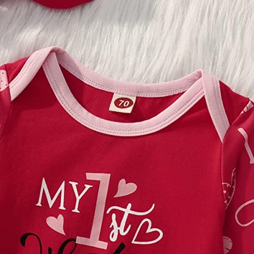 CM C&M WODRO новороденче девојче Валентин Долг ракав Облека за телови за телови, новороденче, срцев печатен скок со глава на глава, облека