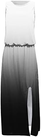 Etkia краток ракав со цврст вратоврски женски секси фустан летен градиент печатење макси фустани фустани со џебови