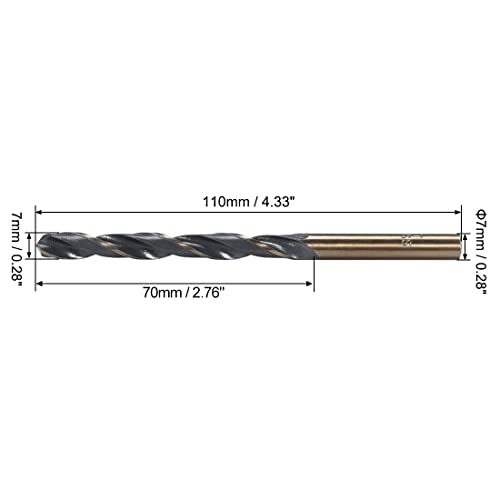 Uxcell Straight Shank Twist Drib Bits 7 mm со голема брзина на челик 4341 со 7мм шанка за легура од не'рѓосувачки челик метално