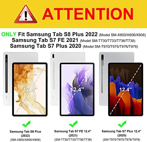 Fintie тастатура за тастатура за Samsung Galaxy Tab S8 Plus 2022/S7 FE 2021/S7 Plus 2020 1220 12,4 инчи со држач за пенкало, тенок држач