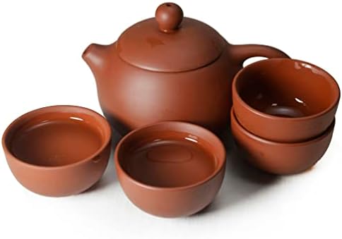 Чајник 5oz кинески јксинг зиша xishi сет на стил на убавина од 1 садови 4 чаши 50 мл сет алатка за чај Gongfu