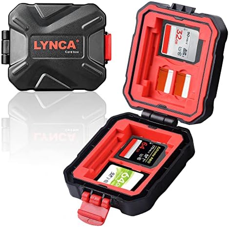 Случај за мемориска картичка за камера Lynca, кутија за складирање водоотпорна и шок -изобилство, кутија за заштитени картички за професионална