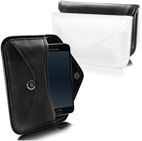 Boxwave Case компатибилен со Honor 6x - Елитна кожа на гласникот, синтетички кожен покритие куќиште дизајн на пликови за чест 6x - џет црно