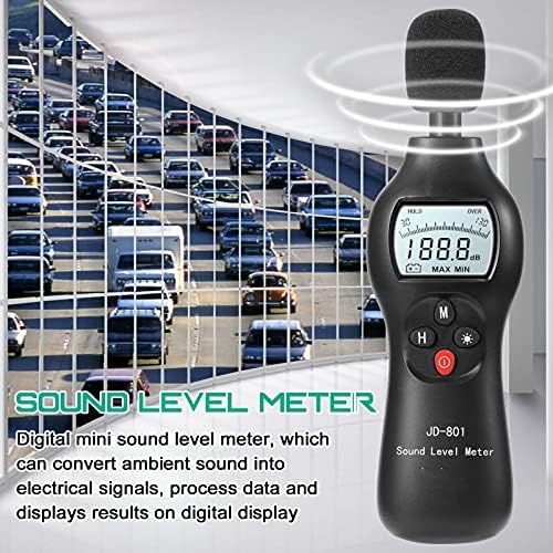 Digqhdd Дигитален детектор на бучава мини лесна точност со висока точност на уредот за мониторинг на звукот на звукот на звукот со задно