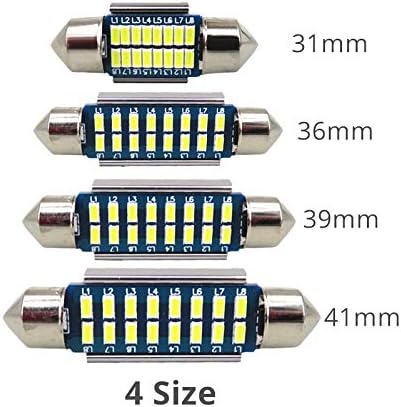 WLJH 2PCS CANBUS Грешка бесплатна фестон LED сијалица 41mm 42mm SV8.5 C10W 16-3014SMD LED чип 12V за внатрешна купола купола светло за