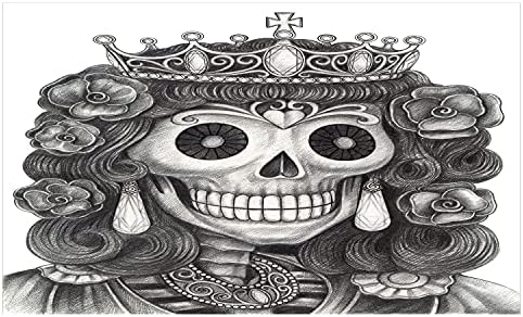 Држач за четкичка за заби на кралицата Амбесон, Ден на мртвата уметност, цртајќи народен череп со цвеќиња круни украси, декоративен разноврсен