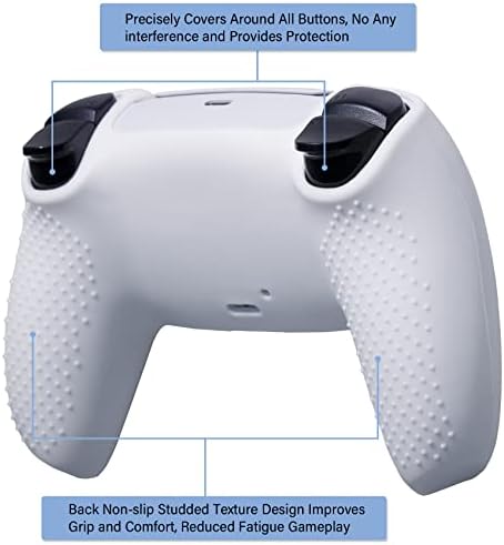 Печатење со вода за пренесување на вода силикон задебелена на кожата на кожата за PS5 DualSense Controller x 1 со држачи за палецот x 10