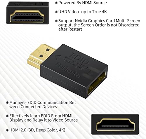 Furjosta 4K HDMI EDID EMULATOR PASSTHROUGH ADAPTER COULLER HDMI DUMMY PLUG за компјутерски монитор Проектор Видео Сплитер прекинувач KVM Extender