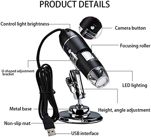 Llamn Прилагодлив 1600X 3 ВО 1 USB Дигитален Микроскоп Тип-C Електронски Микроскоп Камера за 8 Led Зум Лупа