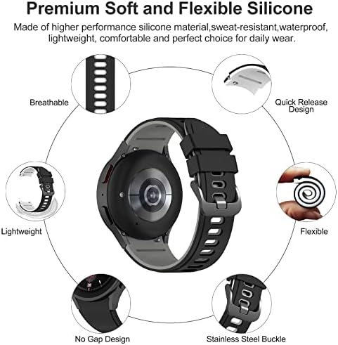 6 Пакет Без Јаз Силиконски Спортски Бенд Компатибилен Со Samsung Galaxy Watch 4 Класичен 42mm, со 5 Пакет Галкси Часовник 4 Класичен Заштитник