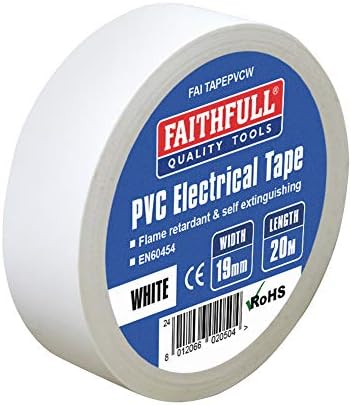Farefull 8012066020504 PVC Електрична лента, -5 до +60 степени C, должина од 20m x 19мм ширина, бела