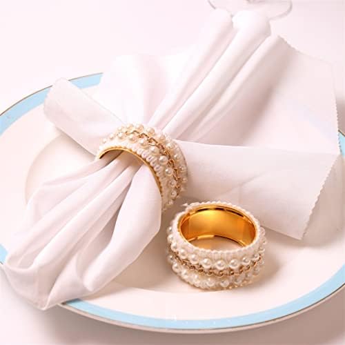 Zhuhw 12pcs DIY Pearl ланец со салфетки прстени од чипка ткаенини од салфетка, електроплетирани прстени од салфетка, табели