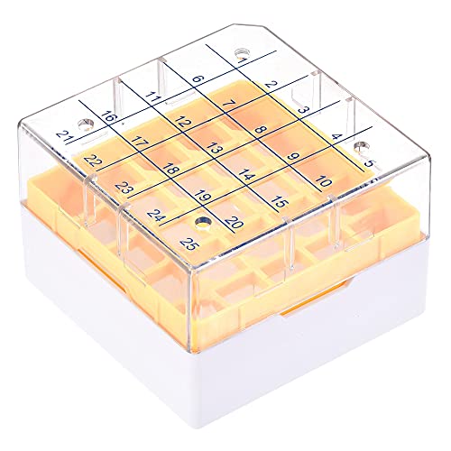 uxcell Центрифуга Цевка Замрзнувач Кутија За Складирање 25 Места Водоотпорен Полипропилен Криоген Држач Решетката за 1.8/2ml Микроцентрифуга