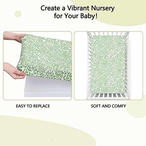 Остава тематски вграден креветче за креветчиња, стандарден сад за садови за креветчиња ултра мек материјал-бебе-лист за момчиња девојчиња, 28 „x52“, папрат зелено бе