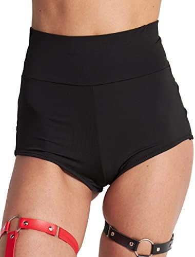 iheartraves со високи панталони за плен за жени - Spandex Rave Bathers Pole Shorts