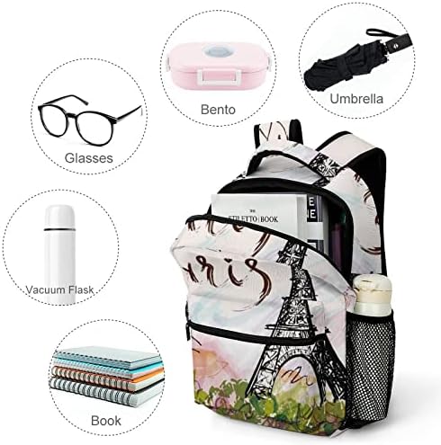 Ајфелова кула Париз патувања за патувања модни рамења торба со мала тежина мулти-џебна дневна пакет за училишна студија работа шопинг