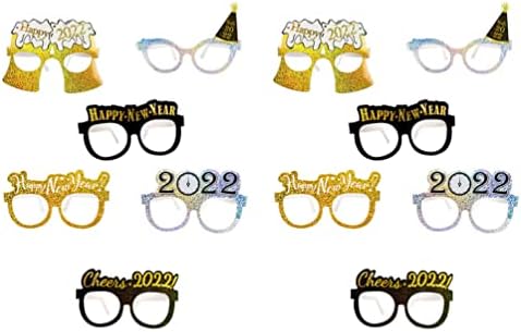 Флеш костум Среќна нова година очила за очила за очила: 12 парчиња 2022 година Новогодишна ноќ за очила Декоративни 2022 дипломирани
