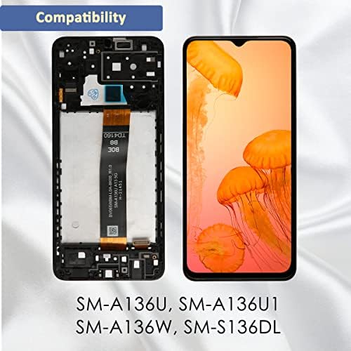 Јодоит за Samsung Galaxy A13 5G замена на екранот SM-A136U, SM-A136U1, SM-A136W, SM-S136DL Дигитализатор LCD склоп на екранот 6.5 Замена на стаклото