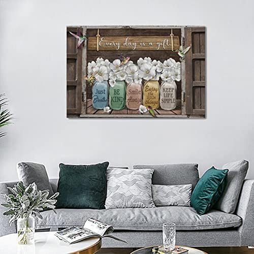 Фарма куќа цветни бања wallидна уметност земја цветна колибри слики wallид декор инспиративни платно отпечатоци сликање рустикална