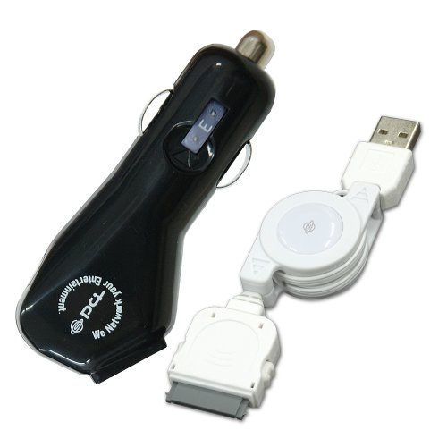 プラネックス Planex PL-UC03IPOD2W полнач за цигари и iPhone & iPod компатибилен кабел за полнење USB