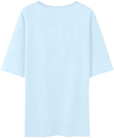 Blенски блузи и врвови модни врат Денот на в Valentубените печати маица со кратки ракави неколку маички
