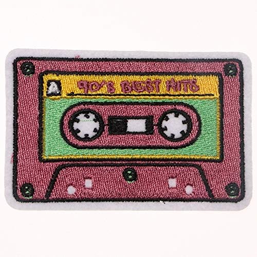 JPT - 90 -тите најдобри хитови касета лента ретро 90 -тите стара музичка песна розова симпатична цртана филмска везена аплика