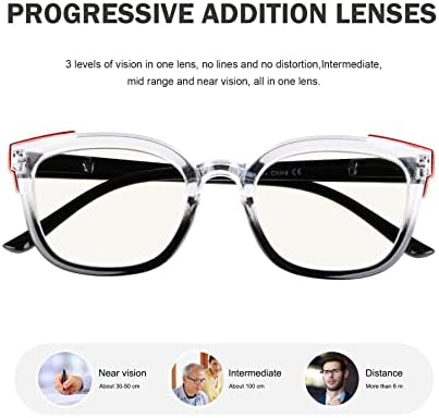 Eyekepper 4-пакет Прогресивни очила за читање на мултифокус за жени мултифокални читатели два тона