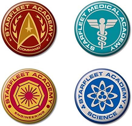 Ата -момче Star Trek Classic Classic Starfleet Academy 4 Копчиња за поставување на копчиња - 1,12 Официјално лиценцирано