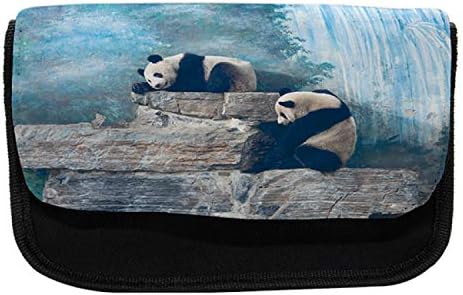 Зачудувачки случај со молив на панда, мечка во зоолошката градина во Пекинг на камења, торба со молив со ткаенини со двоен патент,