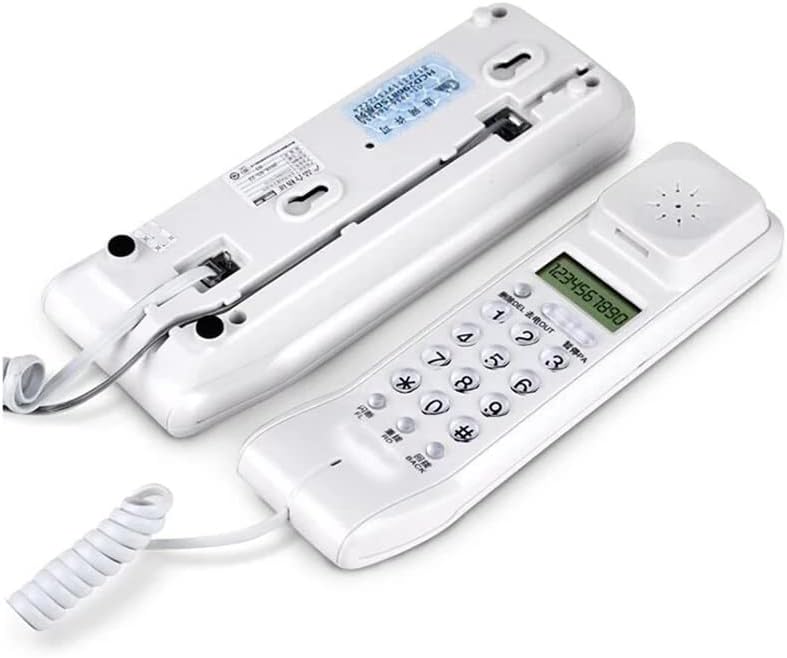 N/A Corded телефон со двоен LCD дисплеј, ID на повикувач, двојни системи, прилагодлив wallиден телефон за волумен на ринг -тон за дома