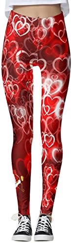 Iius Valentines Heigh Rise Healgings за жени срцеви печатени јога хеланки ултра мека четкана затегната теретана панталони за вежбање