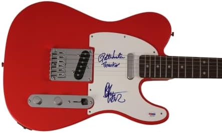 Боб Ваир и Роберт Хантер потпишаа автограм Red Fender Telecaster Electric Guitar W/ PSA DNA автентикација - Благодарни мртви основачки