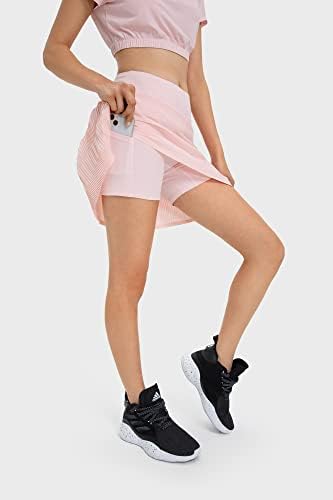 Алтиленд плетени тениски здолништа за жени изградени во шорцеви, кул чувство на атлетски голф трчање со џебови со џебови