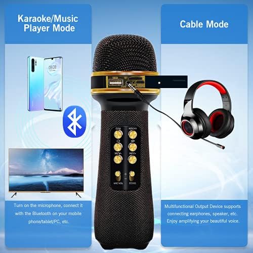 Караоке Микрофон Bluetooth, 7-во-1 Пренослив Караоке Безжичен Микрофон Рачен Микрофон Звучник Пеење Домашна Забава Роденденска Свадба