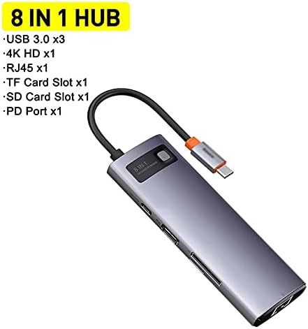 HXXDXDP 8 Во 1 ТИП C ЦЕНТАР USB C Центар Sd Читач PD 100w Полнач USB 3.0 Центар Пристаниште Станица Сплитер