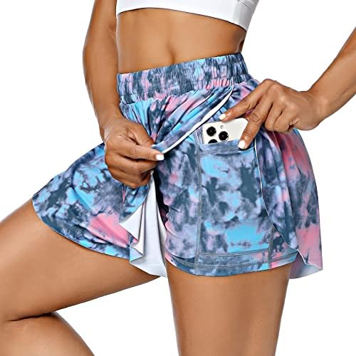 Kojooin Women's in in 1 Flowy Runny Tie Sharts Sharts Surmation Lumtation Ternis Skorted Skort за атлетска салата јога