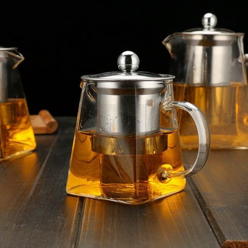 Uxzdx боросиликат чист чајник квадрат чајник инфузер филтер цвет чајник чај вода раздвојување меур чајник чајник