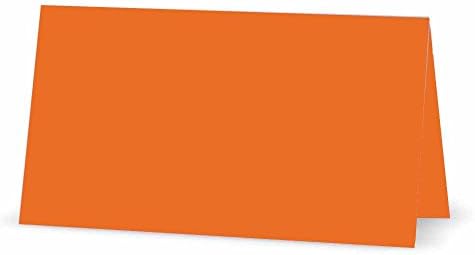 Картички за портокалово место - рамен или шатор - 10 или 50 пакувања - бел празен фронт со граница - табела за поставување Име на седишта