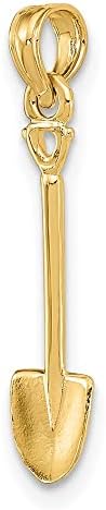 Fjc Finejewelers 10 kt Жолто Злато 3-D Полиран Лопата Градина Алатка Шарм 18 x 5 mm