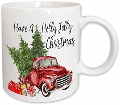 3drose имаат холи olоли Божиќен црвен камион со новогодишни елки - чаши