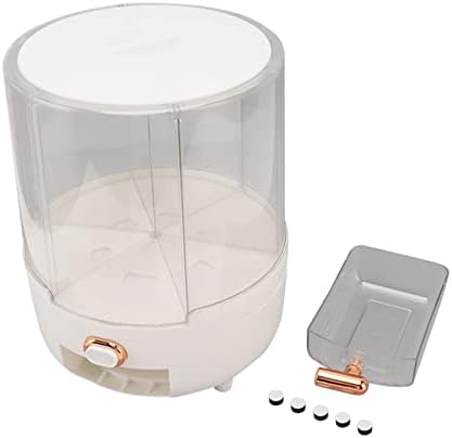 Диспензерот за жито, кутијата за складирање жито отстранлив капакот 6 оддели Бели транспарентни лесни за употреба на 360 степени