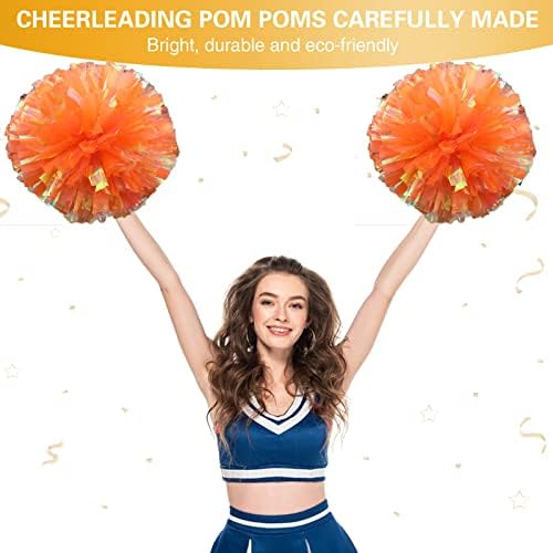 Yllshengyu 2pack 12 '' Cheerleader pom poms металик фолија навива пом пом со пластичен прстен навивачки за тимски дух навивачки