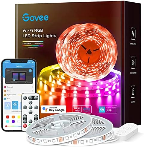 Govee 65.6 ft Алекса LED Лента Светла, Паметни WiFi Rgb Јаже Светлина Работи Со Alexa Google Асистент, Далечински Стан Контрола