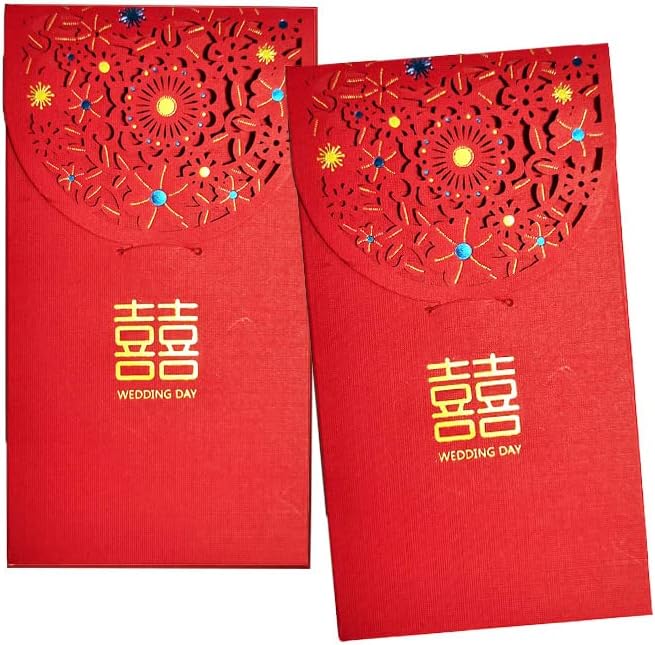 OneWayTech користи Збор Црвени Пликови Среќни Пари Џебови Хонг Бао За Свадба Свршувачка Церемонија Невеста И Младоженец Подарок 10 Парчиња